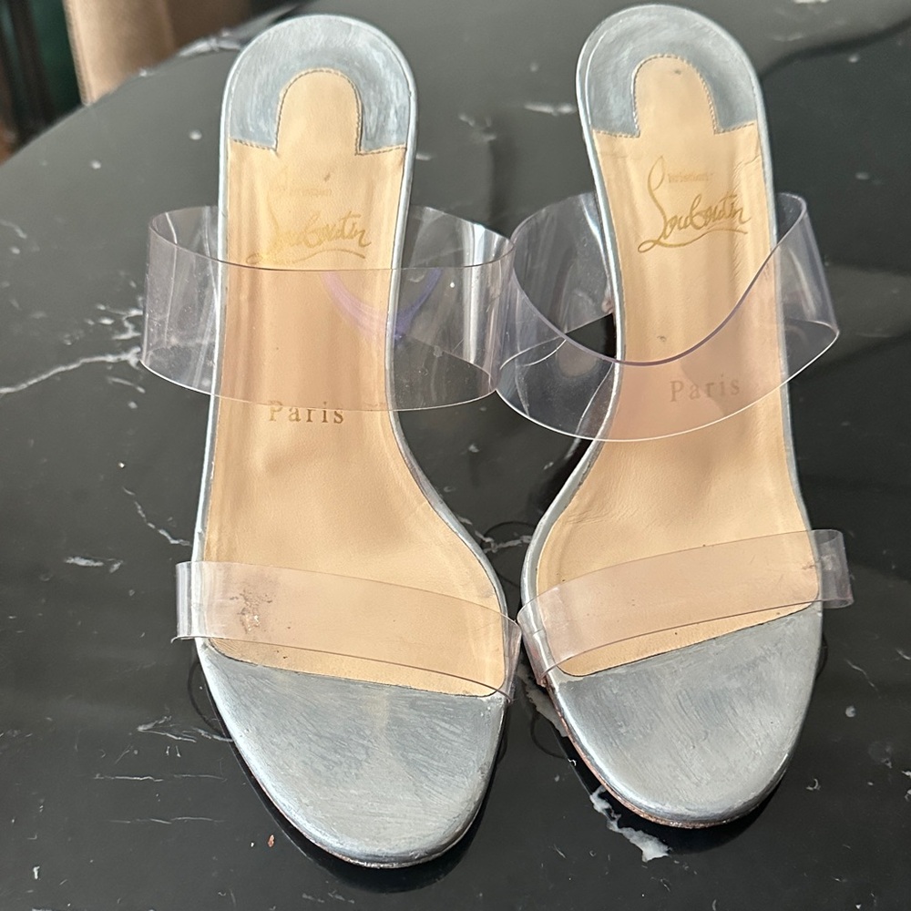 Christian Louboutin Silver and Clear Heels